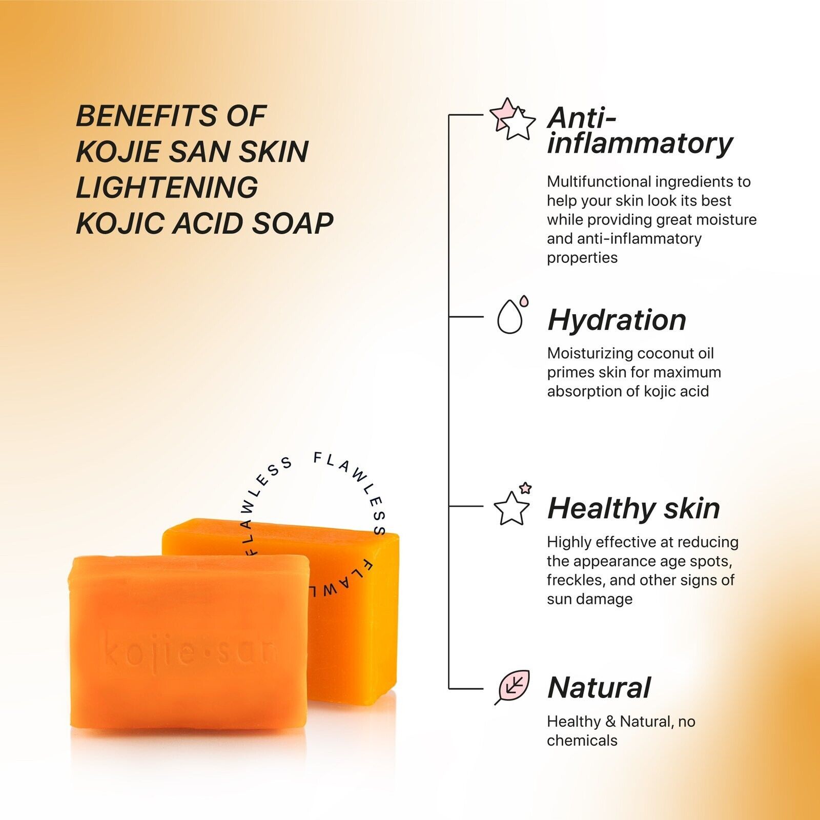 Kojie San Skin Lightening Kojic Acid Soap - 3 bar - 100g size