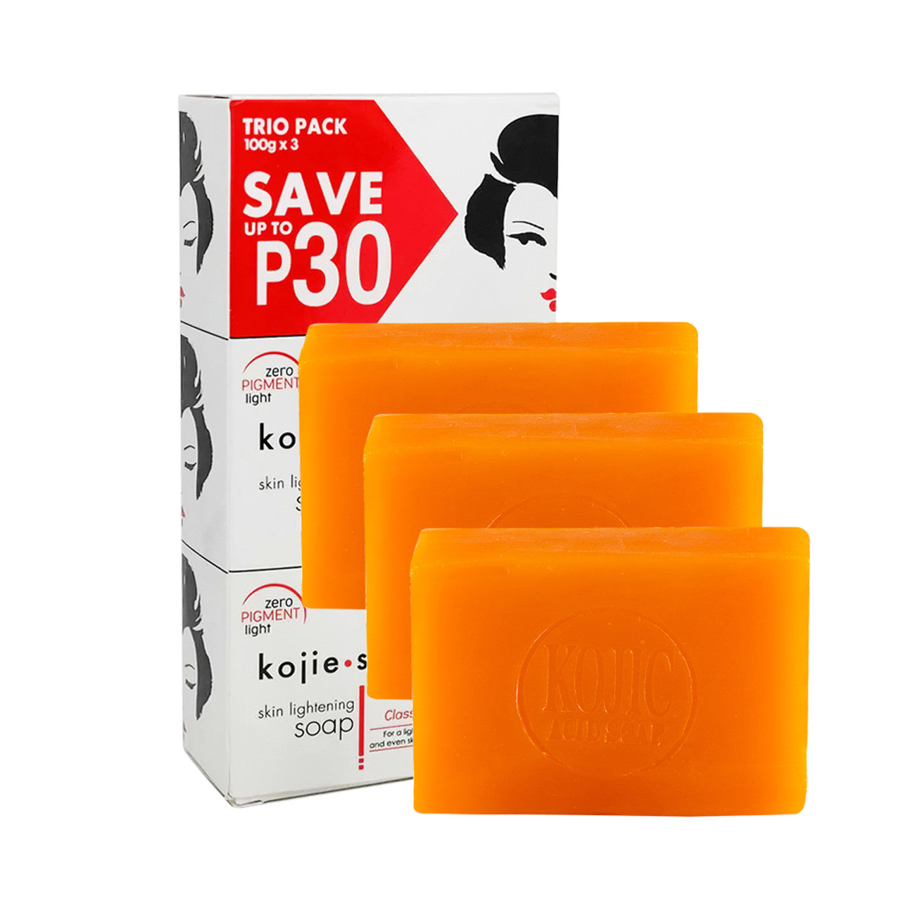 Kojie San Skin Lightening Kojic Acid Soap - 3 bar - 100g size