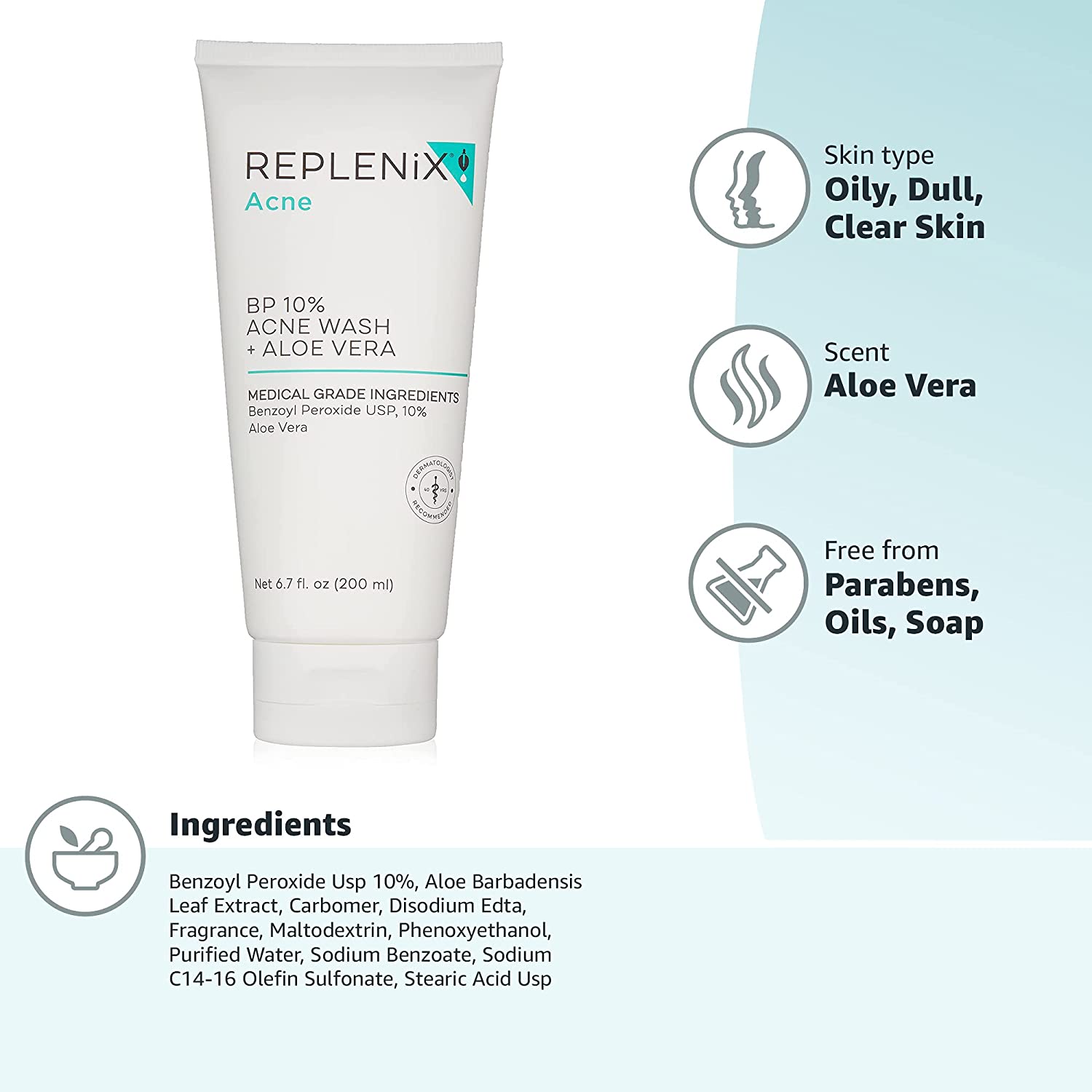 Replenix BP 10% Acne Wash + Aloe Vera